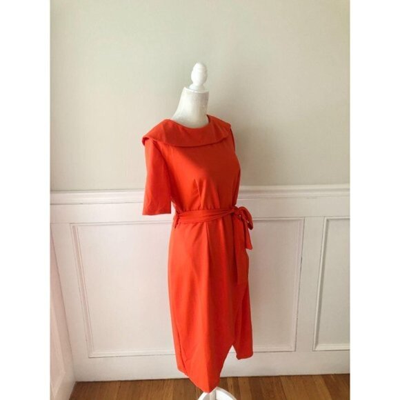 Metamorphosis Girl Orange Stretch Midi Dress - Picture 3 of 6